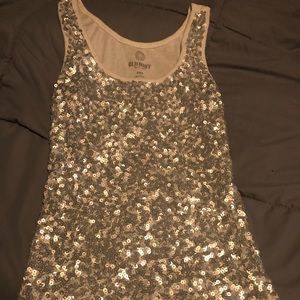 Silver sequin tank top